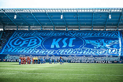 Choreo der Gegnengerade beim Heimspiel gegen Fortuna Düsseldorf aus der Saison 2022/23.