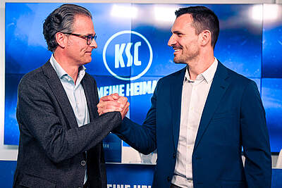 KSC-Präsident Holger Siegmund-Schultze und KSC-Vizepräsident Mario Eggimann
